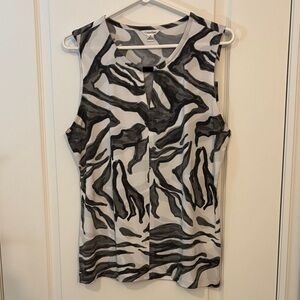 Calvin Klein Sleeveless Black & White Print Top